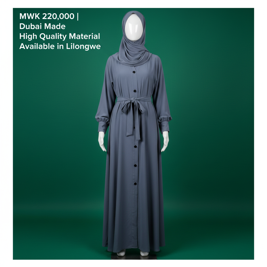 Dubai Abaya 3-Piece Set — Sash, Head Covering & Gown