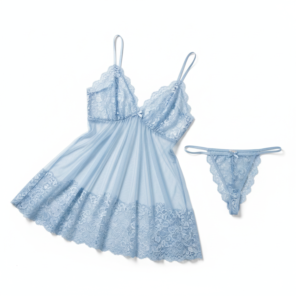 Light Blue Sheer Lace Set
