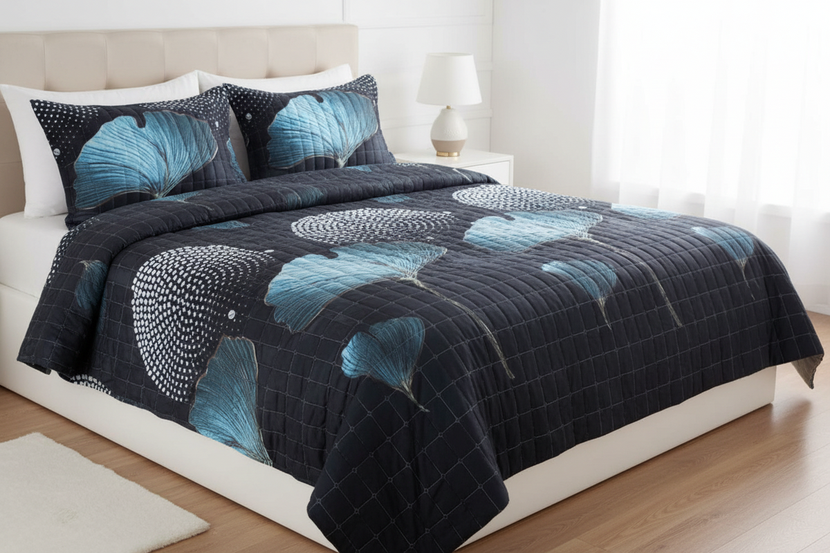Super Double Quilted Bedding Set — With 2 Pillowcases