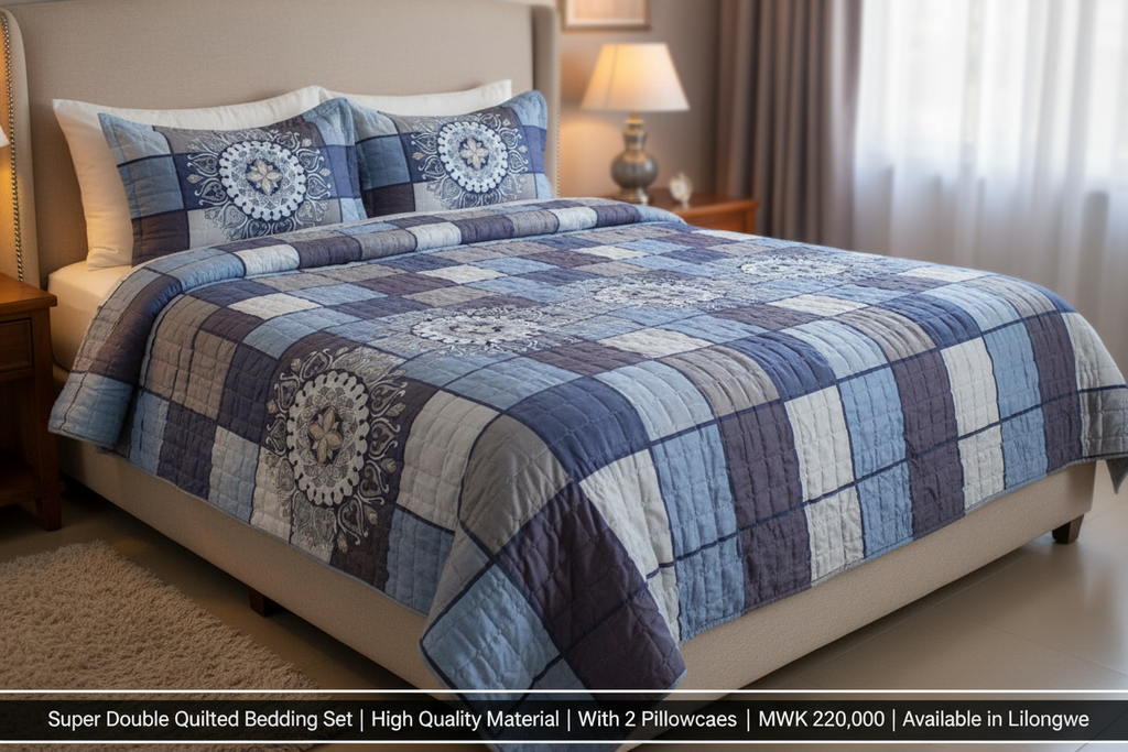 Super Double Quilted Bedding Set — With 2 Pillowcases