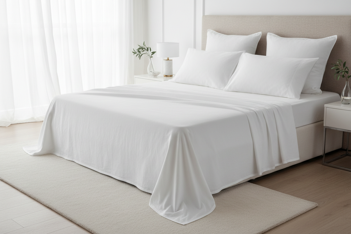 White Linen Bedsheet Set - Lifestyle Bed Shot